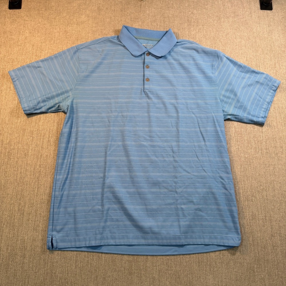 Nike Golf Fit Dry Polo Shirt Mens XL Blue Striped Short Sleeve RN56323